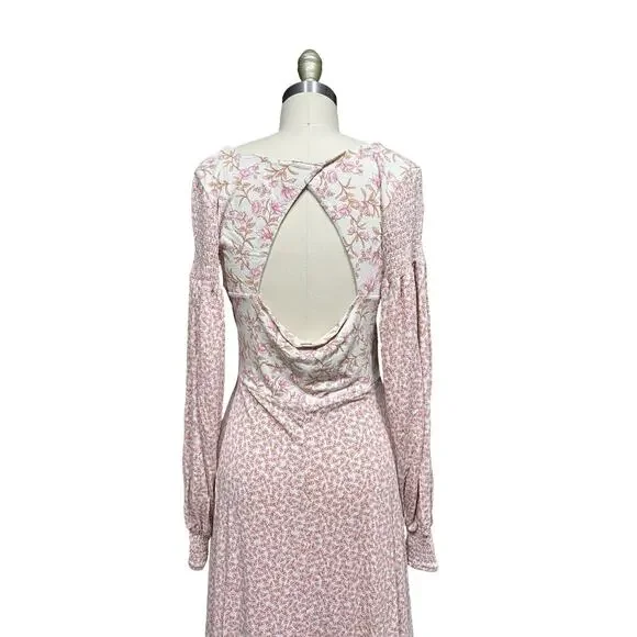 Free People Boho Love Story Floral Print Open Back Maxi Dress Size Large - Picture 5 of 6